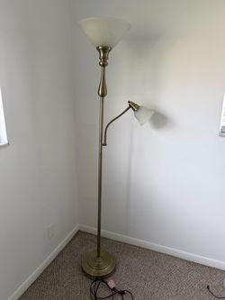 Brass Torchiere Floor Lamp with Reading Light
