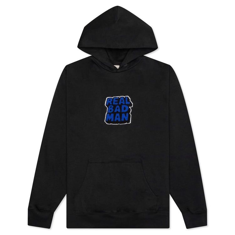 Real Bad Man RBM Chenile Black Hoodie Heavyweight Sweatshirt - Men's Medium New!