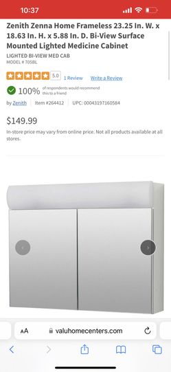 Medicine Cabinet Mirror And Light Zenith $120