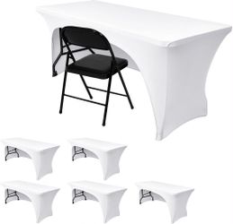 6 Pack White Tablecloth Rectangle for 8 Foot Tables -NEW (3427/2)