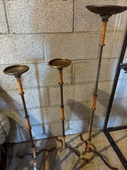 Set of 3 Tall Metal Floor Candleholders
