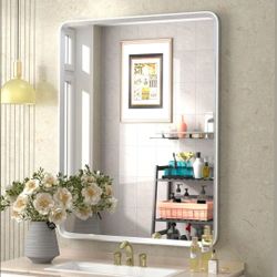 28” × 36” Brushed Silver Bathroom Mirror — $35