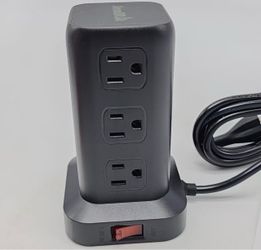 Black Tower Power Strip with Surge Protection