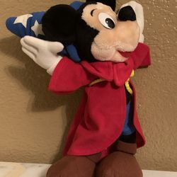 Disneyland Disney World Fantasia Mickey Mouse Plush Wizard 12” Vintage 1980’s