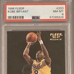 Kobe Bryant 1996-97 Fleer PSA 8 Rookie sports card.