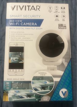 New Vivitar IPC-117 1080p HD Wi-Fi Smart Camera with 360 Degree Angle Lens (White)