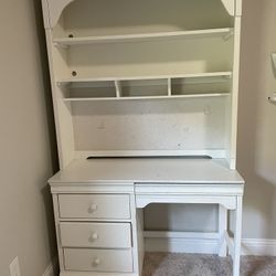 Hardwood White Desk with shelves 