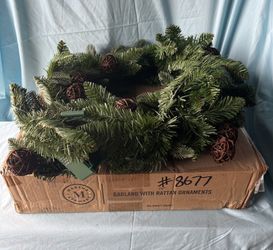 72" Garland with Rattan Ornaments 