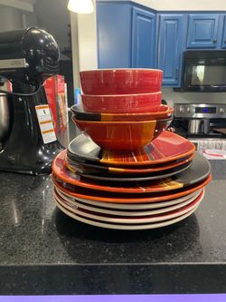 Red & Black PLATES AND BOWLS