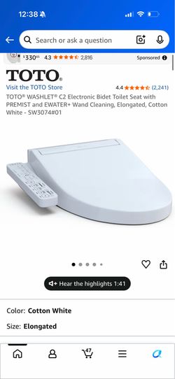 Toto washlet c2 electric bidet toilet seat