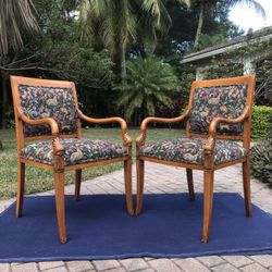 PAIR Vintage French Directoire Style Carved Desk Armchair - Ethan Allen