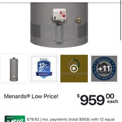 38 Gallon Gas Hot water Tank With Powered Damper 