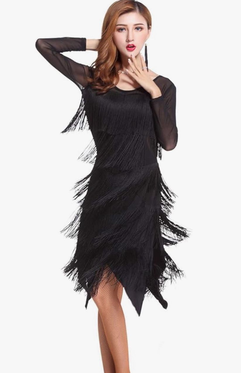 Women's Ballroom Dancewear Fringe Dance Costume Tulle
