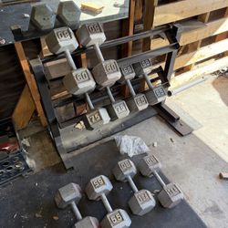 Dumbbells W/ Rack: 50’s, 55’s, 60’s, 75’s TODAY ONLY