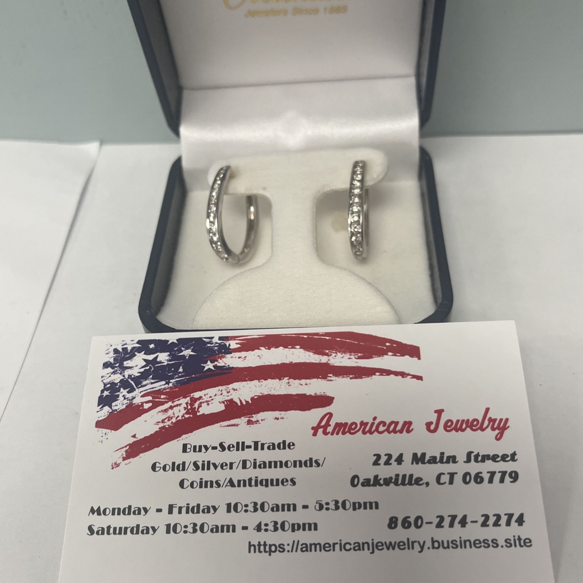 14k White Gold 1 Carat Diamond U Shape DangleEarrings