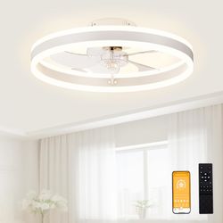VOLISUN Low Profile Ceiling Fans with Lights and Remote, 19.7in Flush Mount Ceiling Fans with Light
