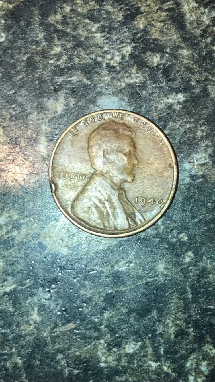 1940 Lincoln One Cent Wheat Penny Error