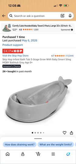 Brand new skip hop baby bathtub