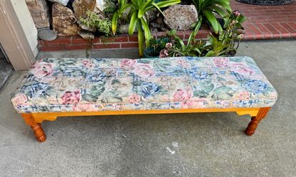 Upholstered Bench with Floral Fabric