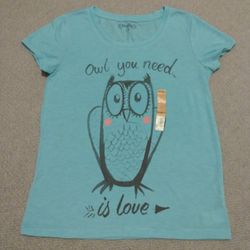 BRAND NEW WITH TAG GIRL'S MUDD SHORT SLEEVE OWL/LOVE T-SHIRT 