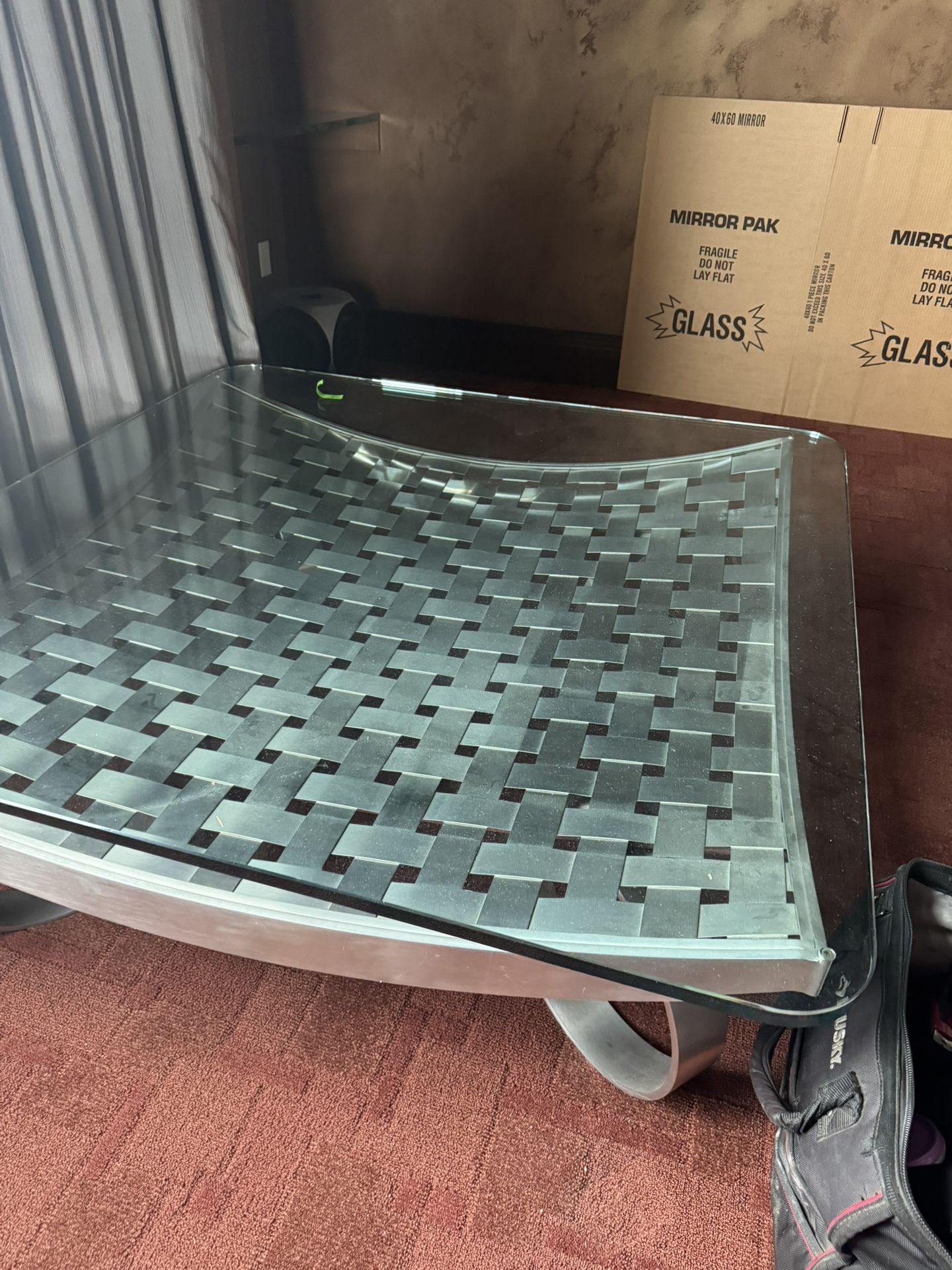 High- End Stainless Glass Coffee Table - Excellent Condition (Very Heavy) 48” x 48” - Retail: $3400.