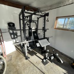 Vesta Fitness Smith Machine 2001 w/Bench Attachment | 230lb Bumpers Weights | 7ft Olympic Bar | Fitness | Gym Equipment | FREE DELIVERY 🚚 