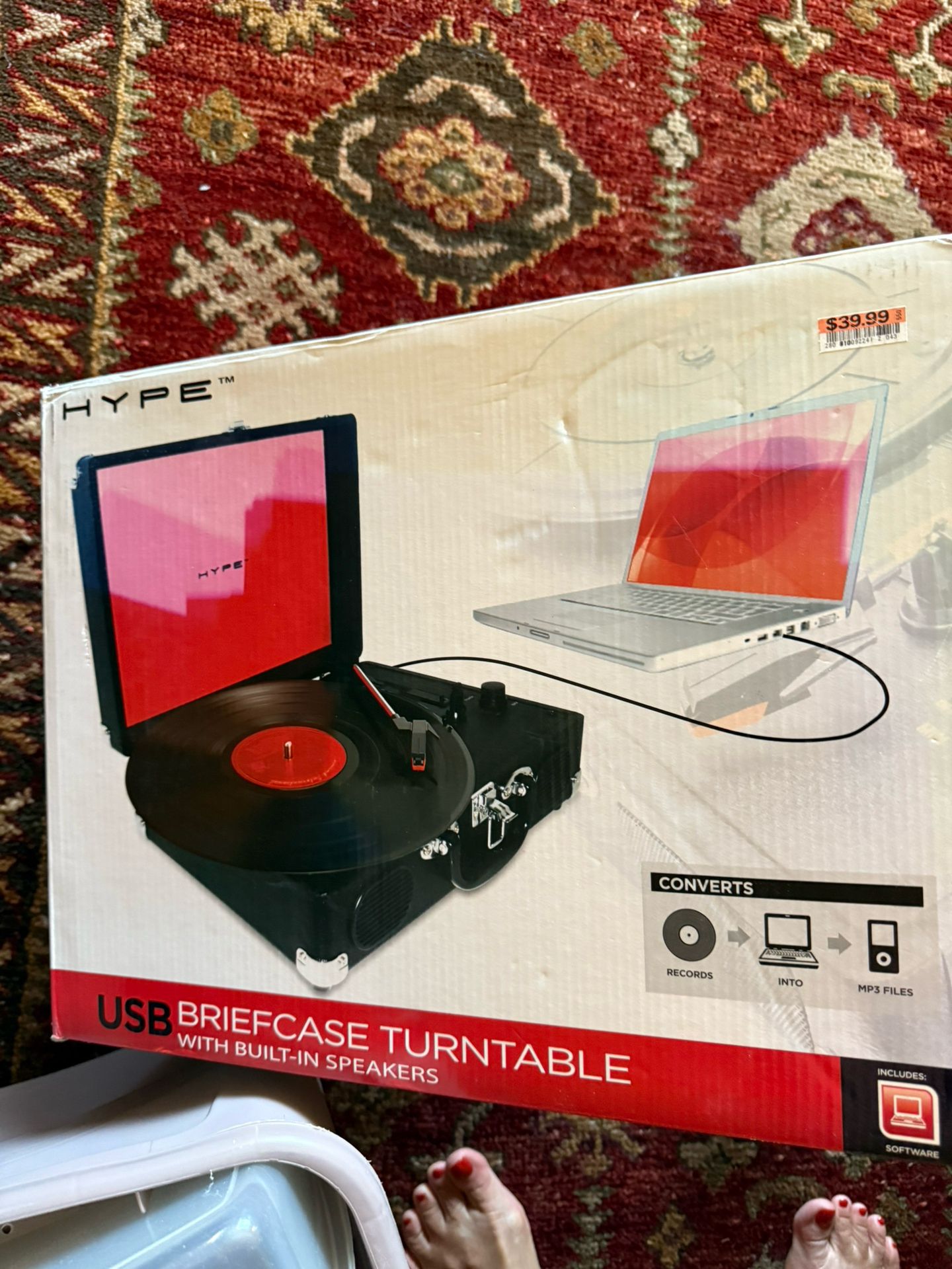 USB Briefcase Turntable with Speakers