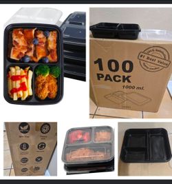 💥Sale New 100ct Compartment Lunch Box Microwavable BPA free Container for Meal Prep Takeout ( Reseda Ca)