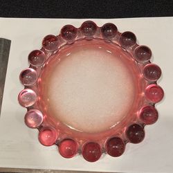 Vintage Large Boopie Bubble Glass Cranberry Ashtray