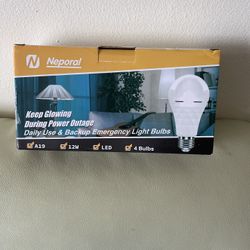 A19 Rechargeable Light Bulbs Emergency Light Bulb for Power Outages, Led Bulb 60 Watt Equivalent, 5000K Daylight Self-charging Light Bulb 1200mAh Batt