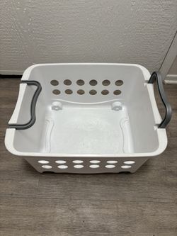 White Sterlite Basket with handles and wheels