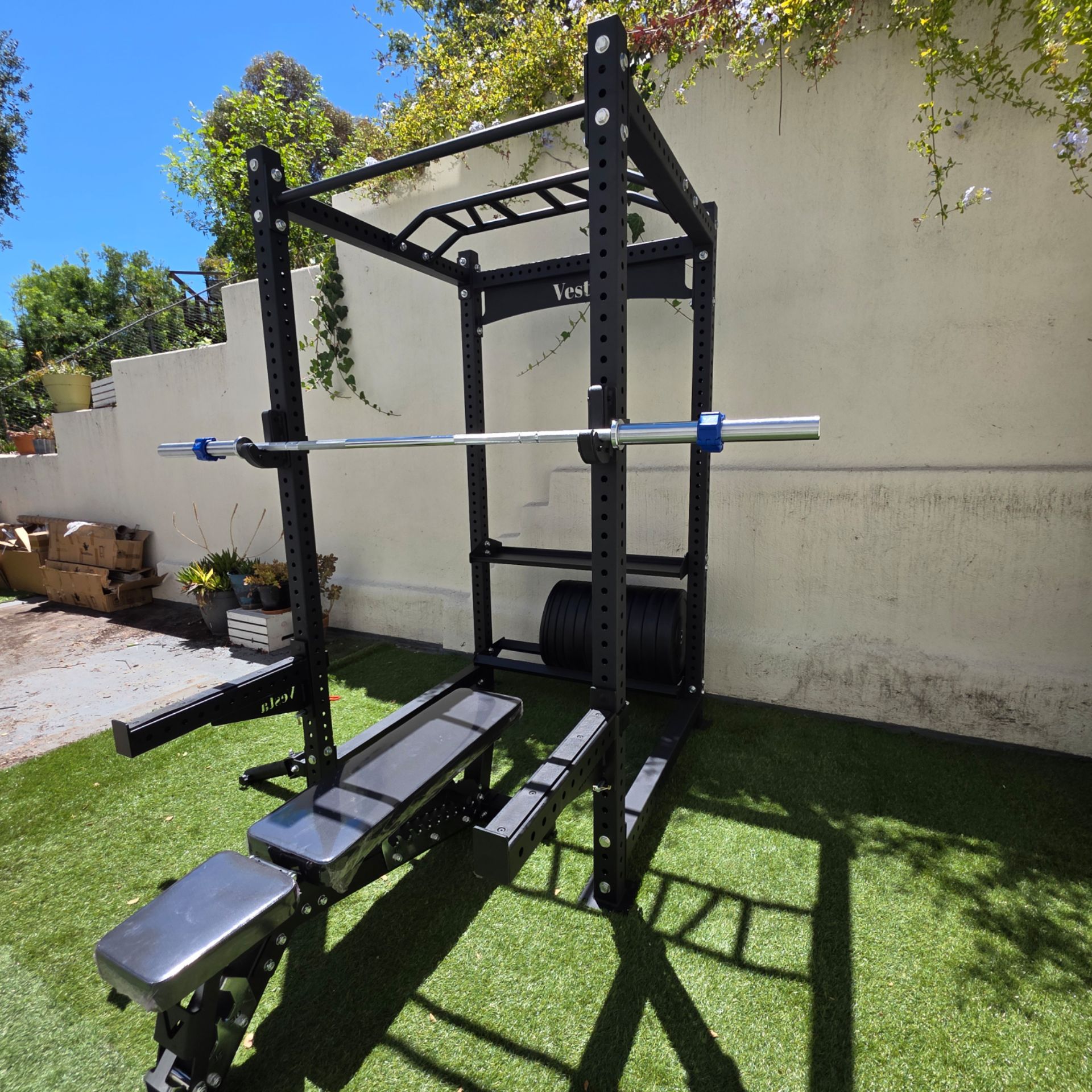 New Vesta Pr3000 Squat Rack | 230lbs Bumper plates | Adjustable Bench ...