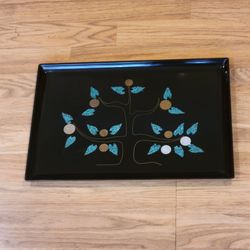 Vintage serving tray MCM Couroc of Monterey Large Money Tree with World 
Coins.  15.5x10.75". Pre-owned, good shape, please see photos for 
details.  