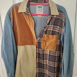 Vintage SOHO Compagnie Shirtmakers Patchwork Corduroy Denim Flannel Plaid