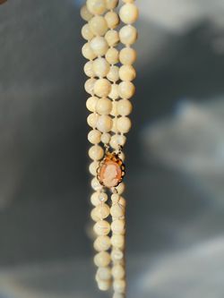 Vintage Cameo Necklace with Dyed Chalcedony Beads – Double Strand