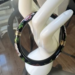 Vintage Cloisonne Floral Bangle Bracelet 