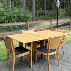 Mid century modern M 166 Drop Leaf Table - Heywood-Wakefield set of 4