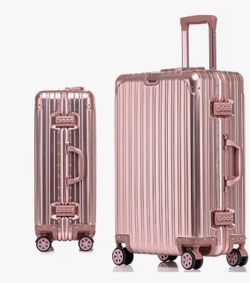 All Aluminum Carry On Luggage with TSA Locks and Spinner Wheels Alloy Matal Hard Shell Suitcase Zipperless Luggage (PINK, Carry-On 20-inch)