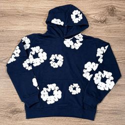 small navy denim tears hoodie