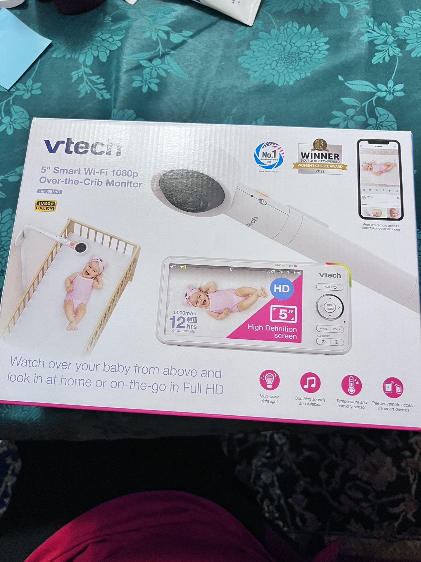 BRAND NEW VTECH 1080P Over the Crib Monitor HD + Smartphone App Model RM5887HD