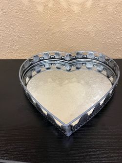 Hart Shape Mirror Jewelry tray 12.5” H by 12.5” W…$15