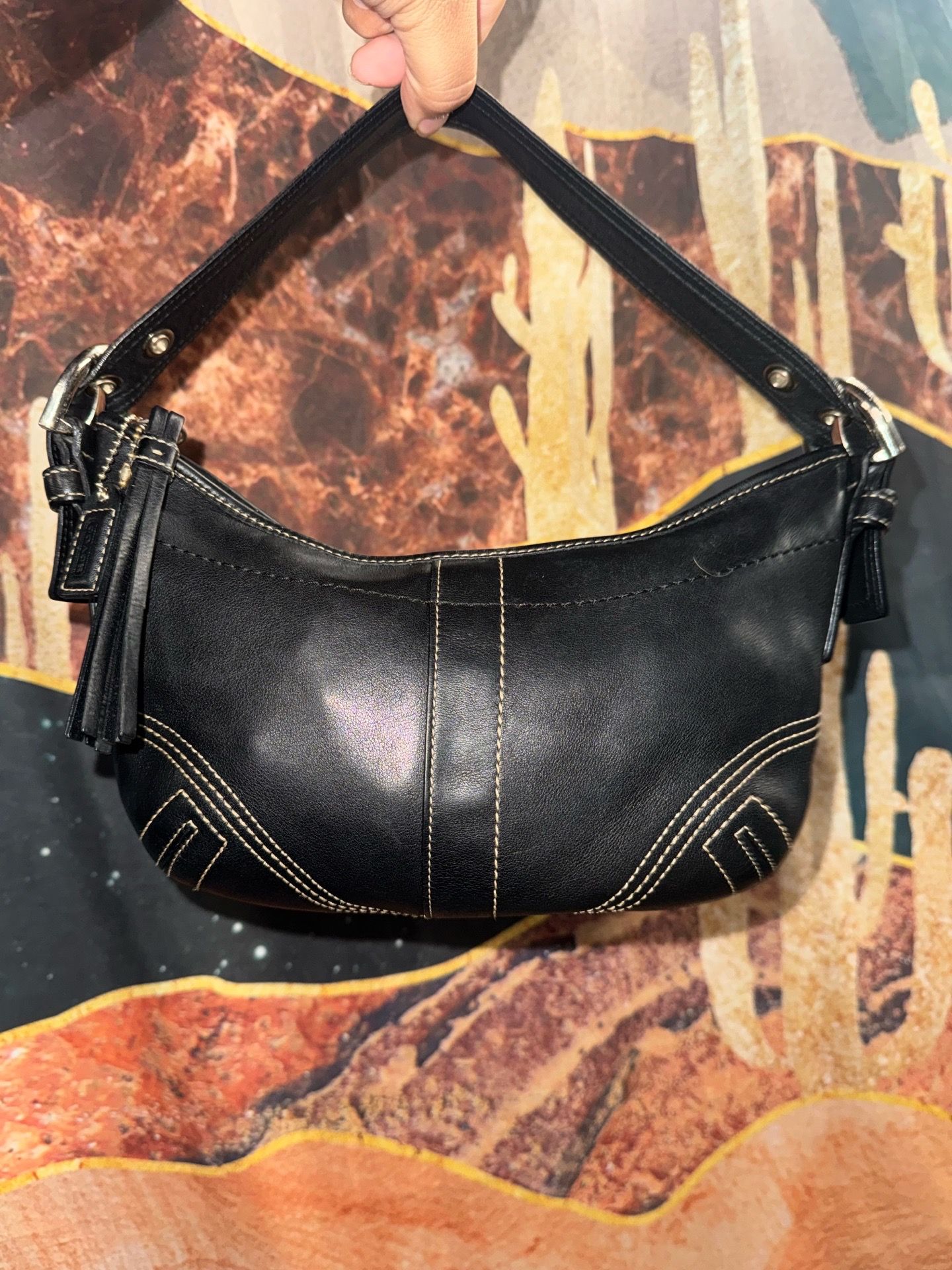 Vintage Coach Soho Small Hobo Shoulder Bag Black Leather Y2K 8A01