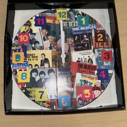The Beatles Singles Collection 13.5” Wood Wall Clock. NEW