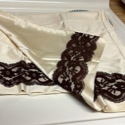 One Pair Vintage 1980’s  Tan Polyester  Handmade Standard Pillowcases 18x30
