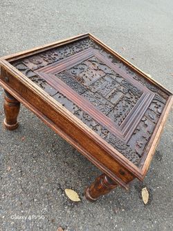 Vintage Tribal Inlaid Coffee Table End Table