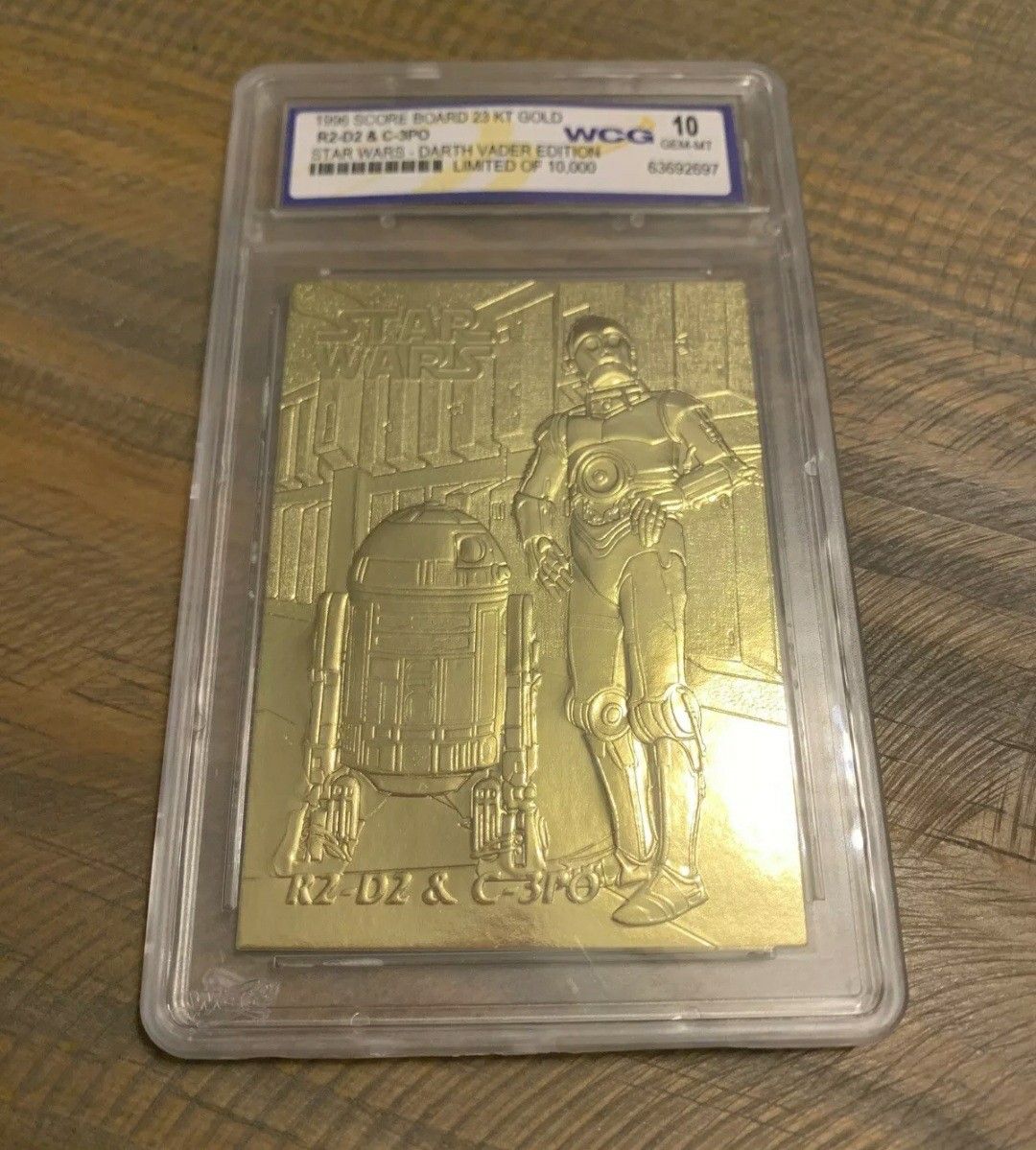 1996 Star Wars Darth Vader Edition C3PO & R2D2 Limited Edition Card 23kt Gold WCG 10 graded