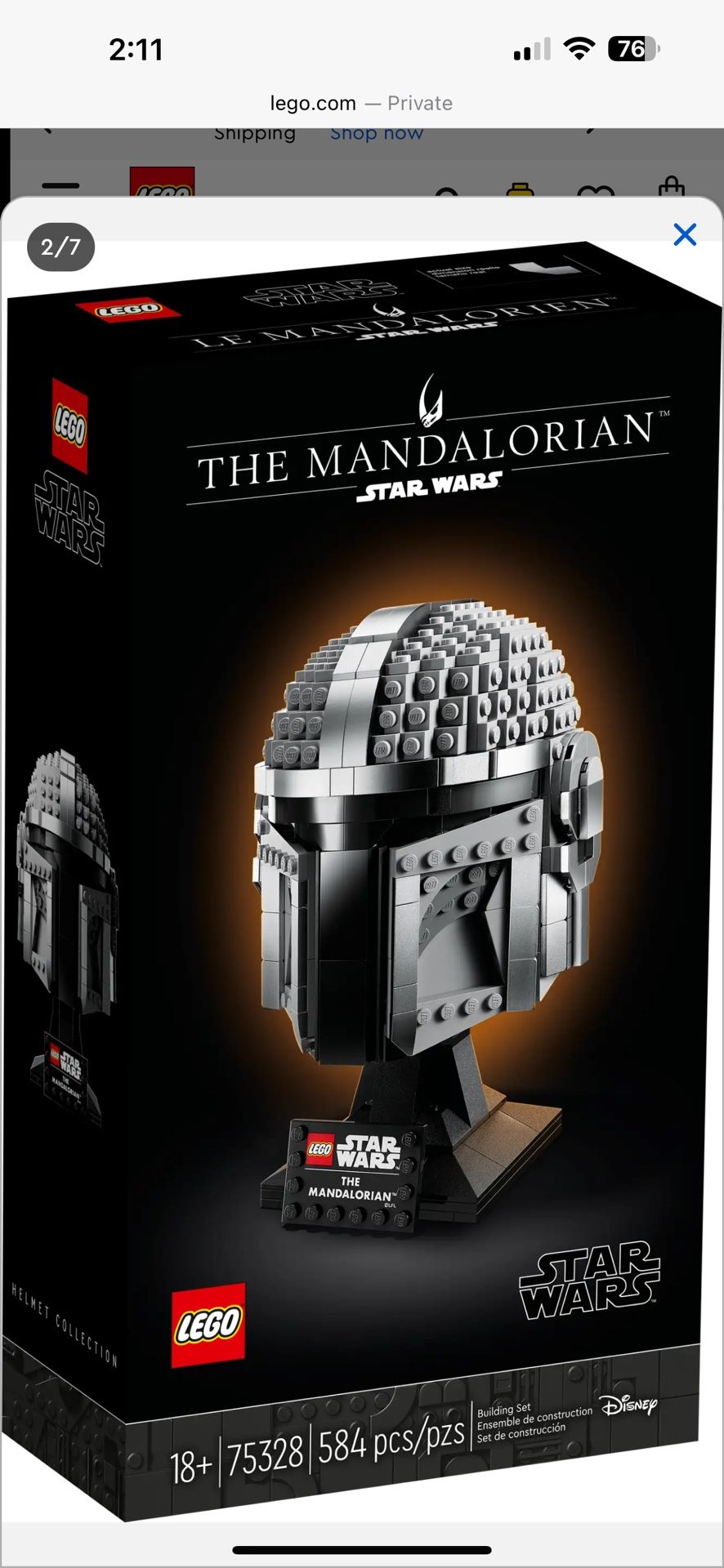 Lego The Mandalorian™ Helmet Brand New Sealed 75328
