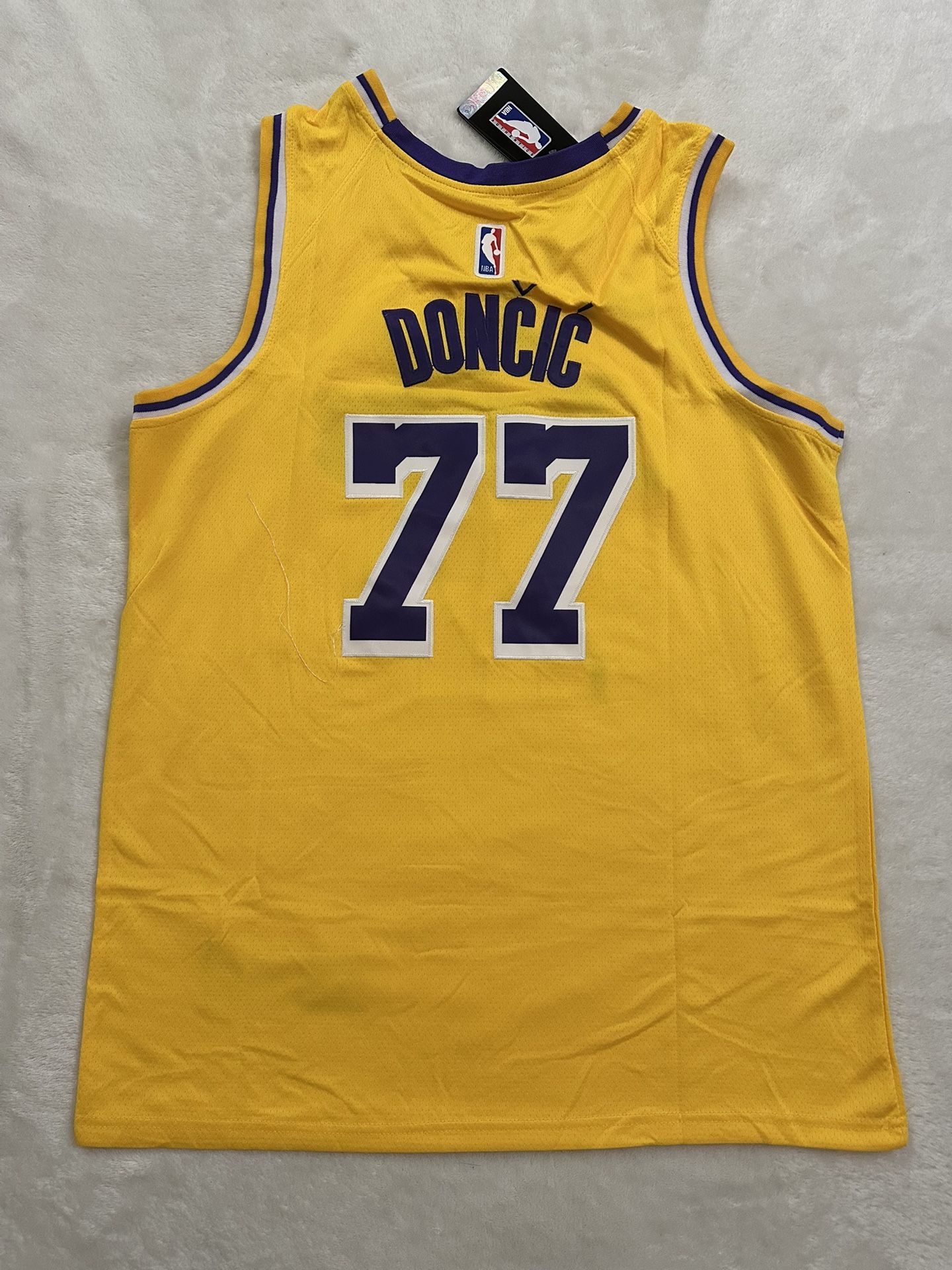 Large Luka Doncic Stitched Yellow Lakers Jersey #77