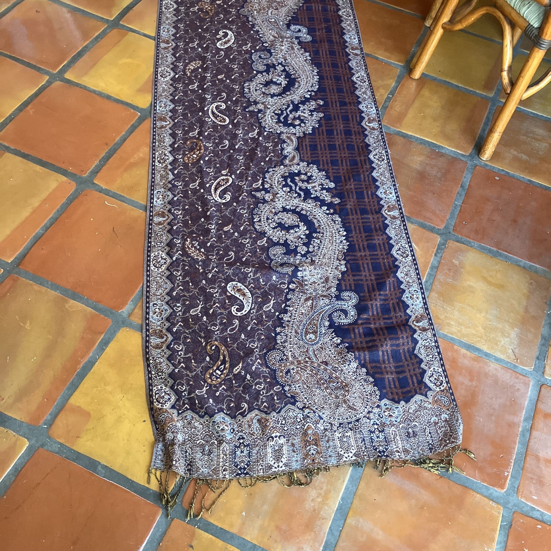 Pashmina shawl Blue And Brown Paisley 