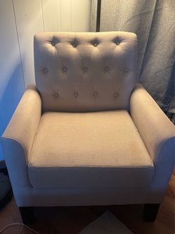Tufted Accent Armchair Light Beige Fabric